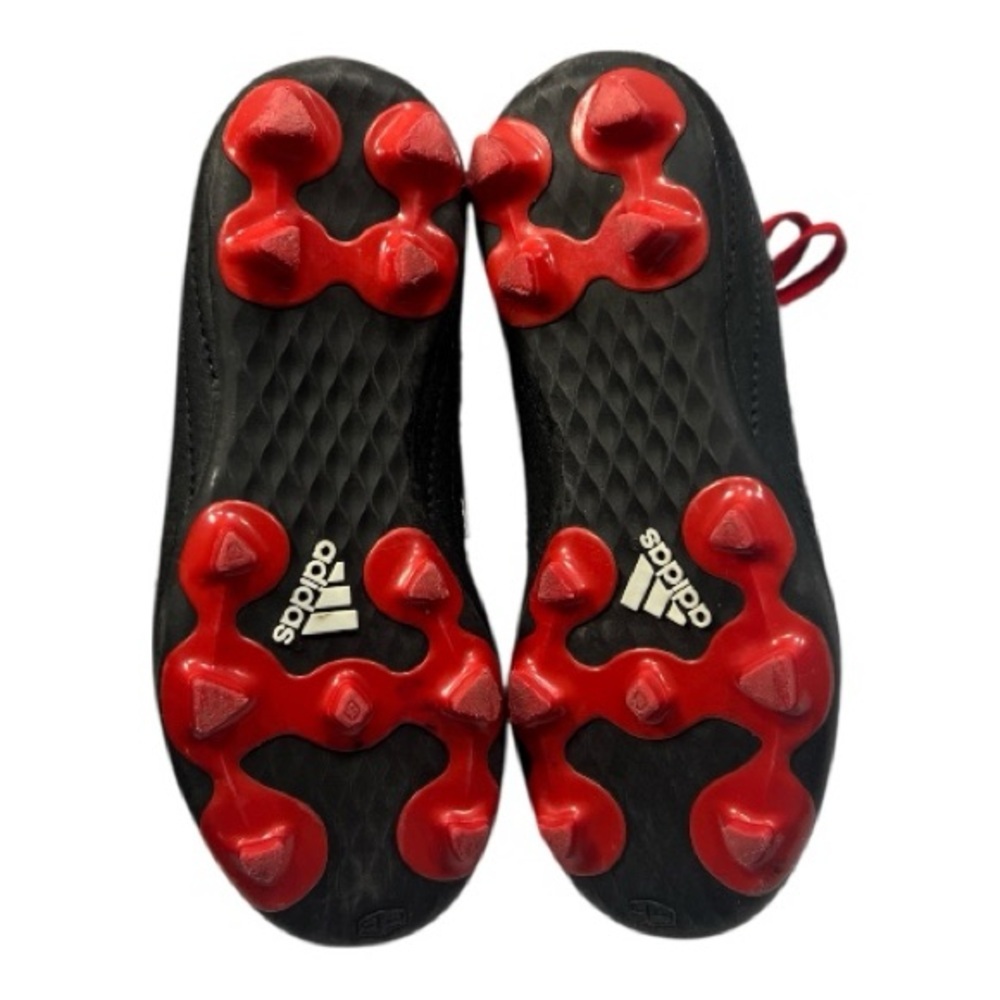 Adidas Kids Black Cleats with Red laces and White Stripes - Picture 5 of 6